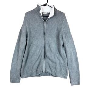 Croft & Barrow Womens Sweater Gray Cardigan Zip Up Sherpa Collar Knit XL